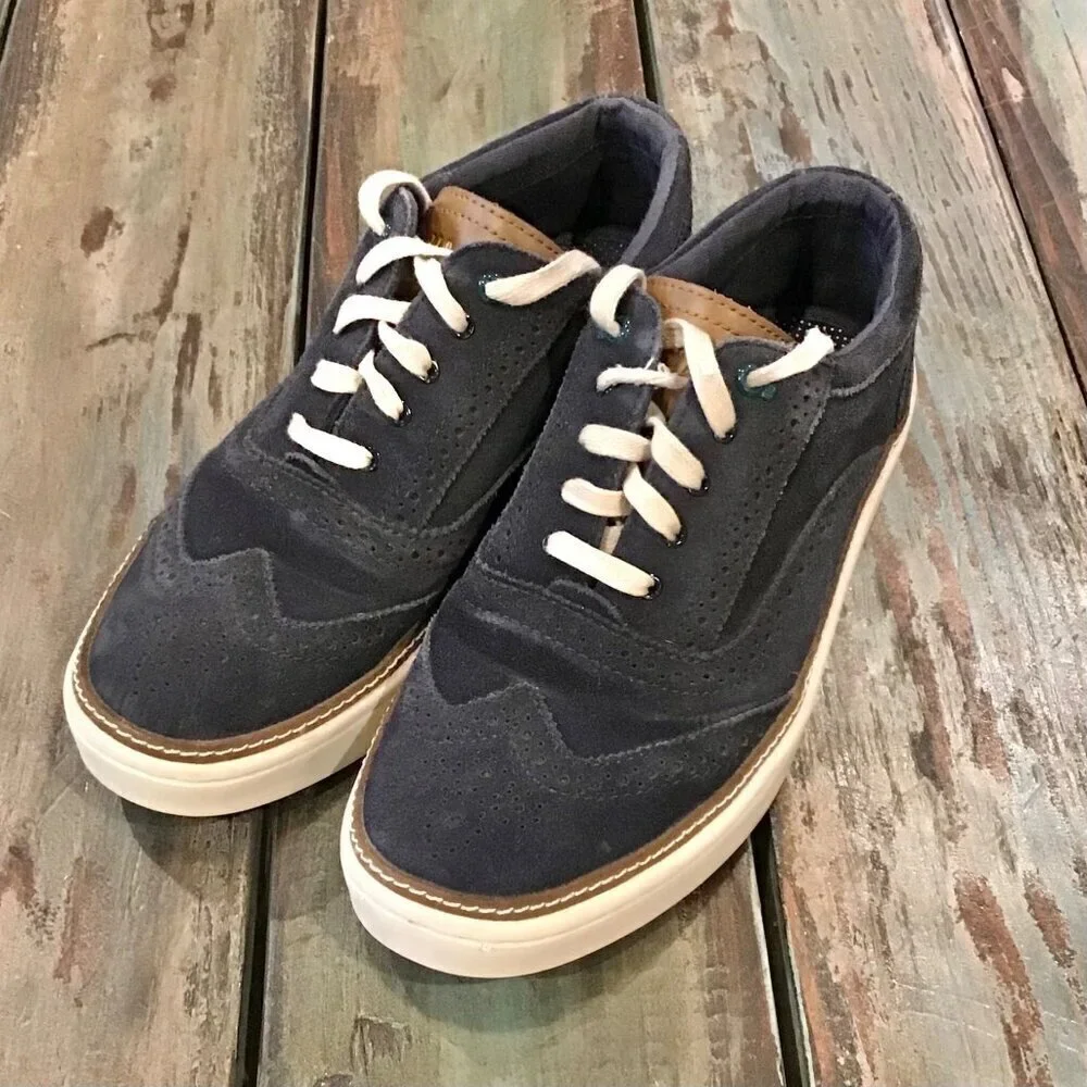 Ted Baker Size 8 Hapra 3 Men’s Suede Shoes Navy Wingtip Sneakers